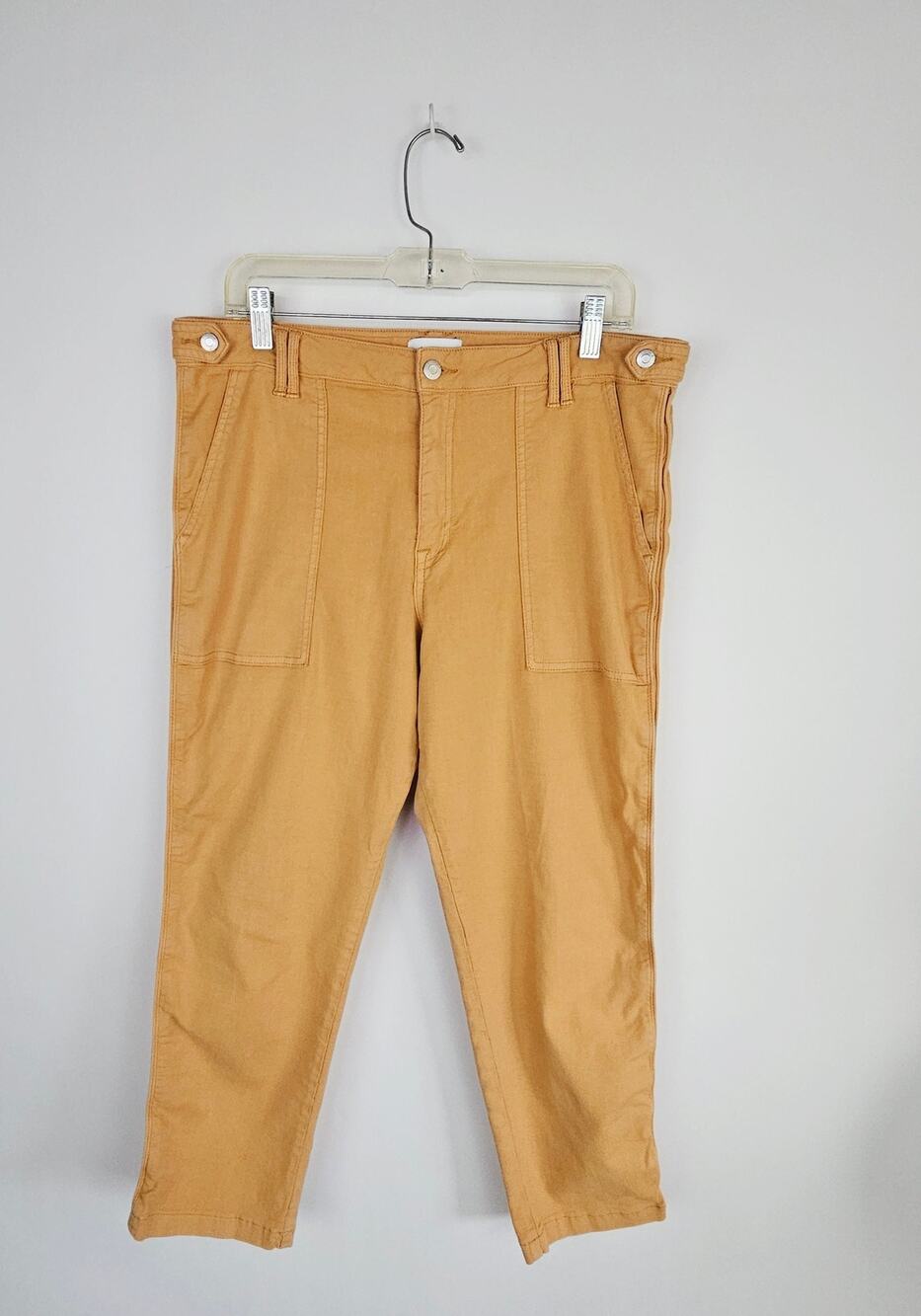 Revolve Pistola Erin High Rise Mustard Yellow Utility Crop Straight Leg Size 33
